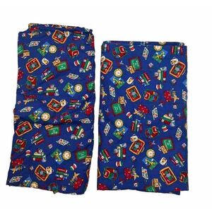 Cranston Back to School Cotton Fabric on blue background 2 Pieces 35 X 61 Each